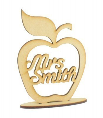 Laser cut Personalised Teachers Apple Frame on a stand